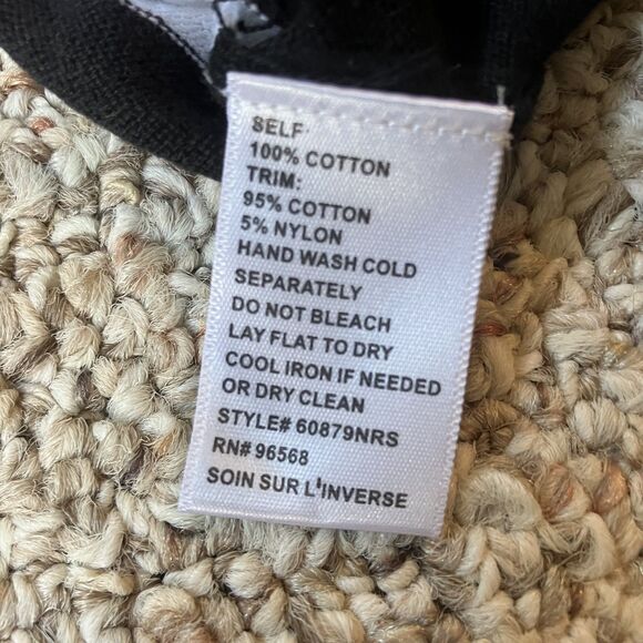 Nordstrom Charlotte Cardigan Sweater Size L Crochet Lace Stripes Twee Black Whit - Picture 7 of 11